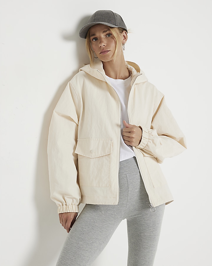 Cream Zip Front Anorak Jacket River Island