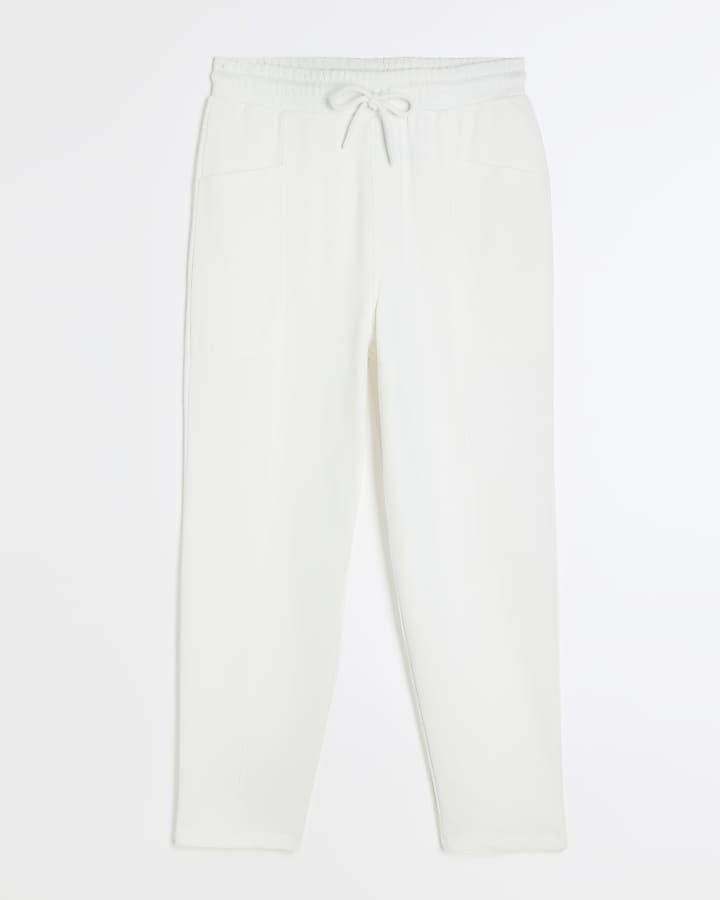 Cream Drawstring Waist Joggers River Island