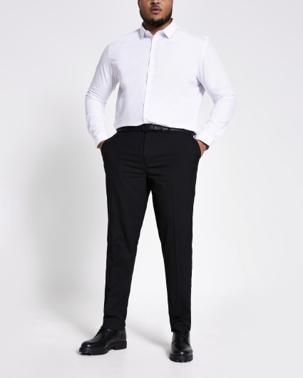 Big & Tall black slim fit smart trousers