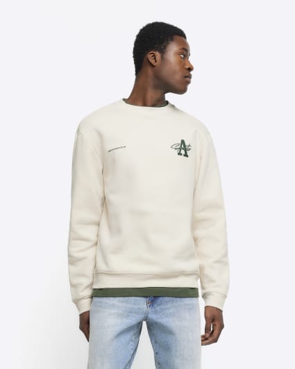 Ecru regular fit graphic Aperton sweatshirt