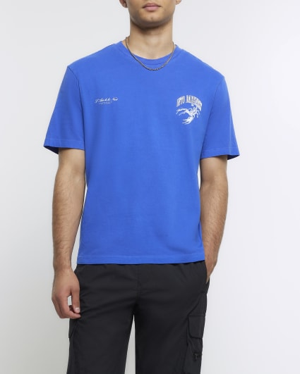 Blue oversized fit scorpion graphic t-shirt