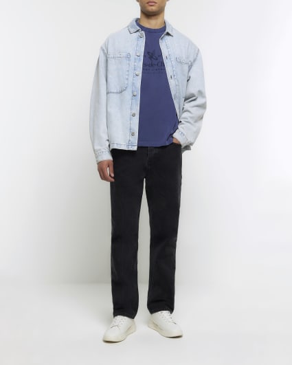 Washed navy oversized fit graphic t-shirt