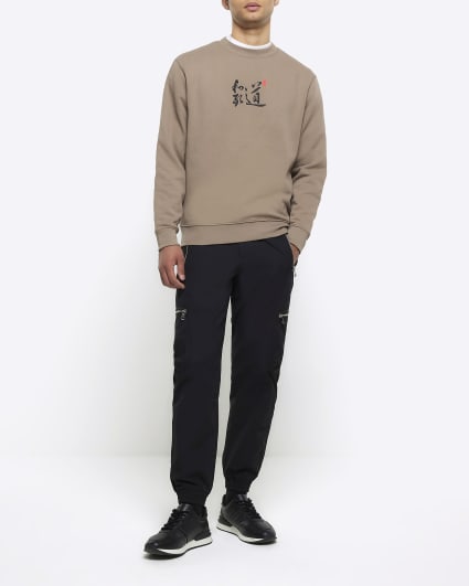 Grey regular fit Japanese graphic sweatshirt