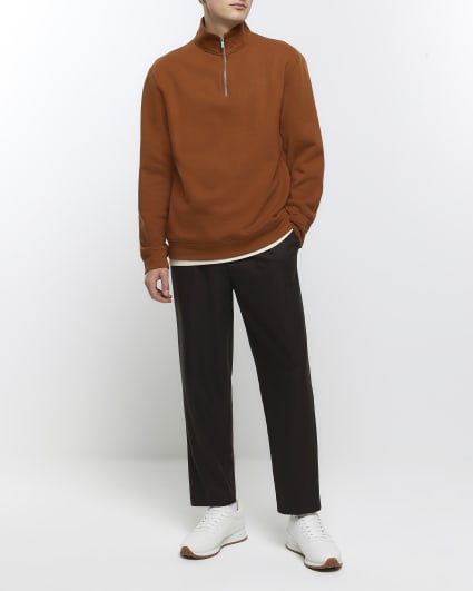 Orange regular fit funnel sweatshirt