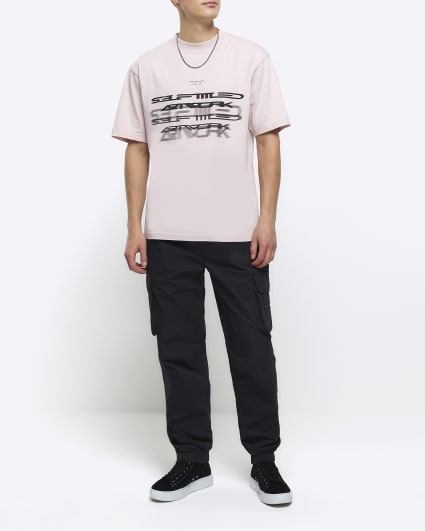 Pink regular fit blur graphic t-shirt