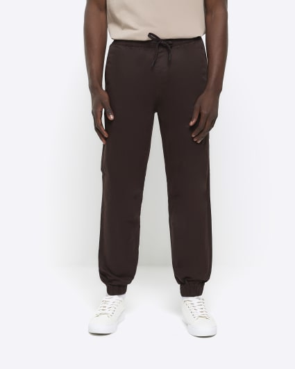 Brown slim fit pull on trousers