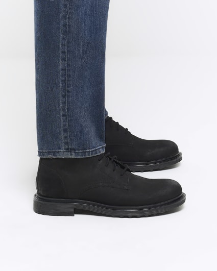 Black nubuck leather boots