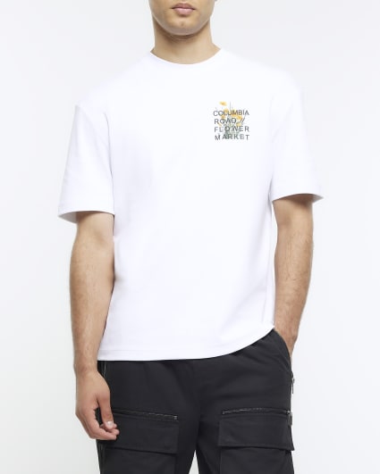 White regular fit graphic print t-shirt