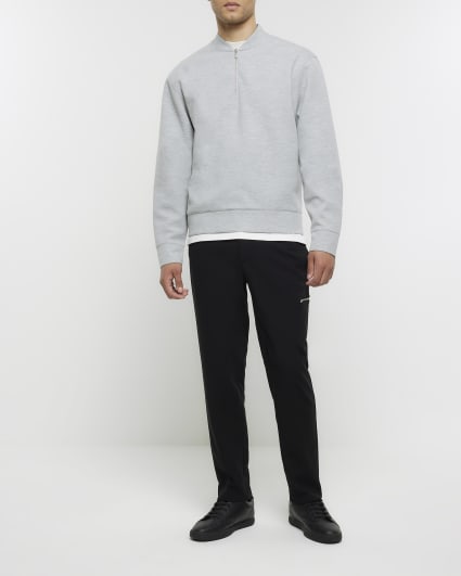 Grey regular fit half zip sweatshirt