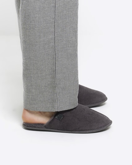 Grey corduroy slippers
