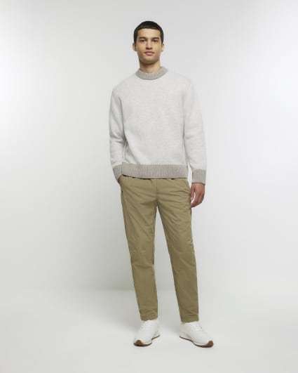 Stone regular fit contrast trim jumper