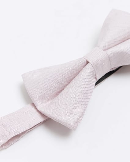 Light pink linen blend bow tie