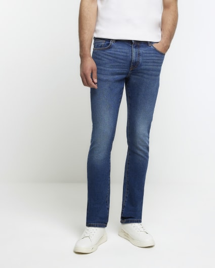 Blue skinny fit faded jeans