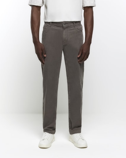 Grey slim fit corduroy trousers