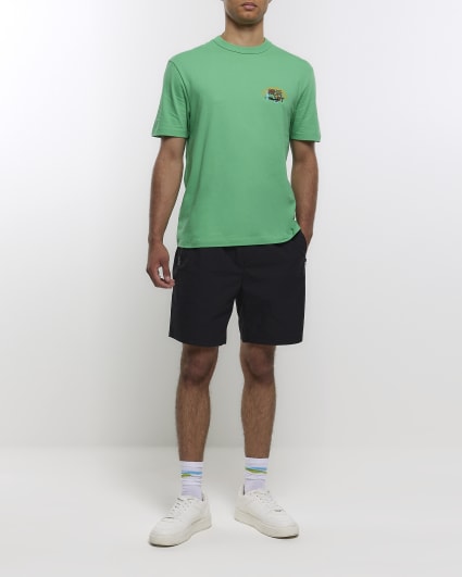 Green regular fit Yokohama graphic t-shirt