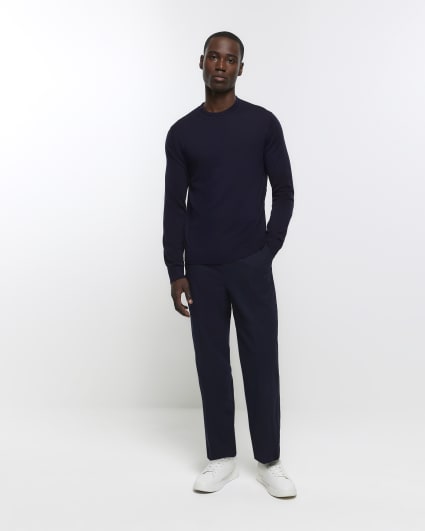 Navy slim fit RI studio merino jumper