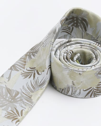 Green jacquard floral tie