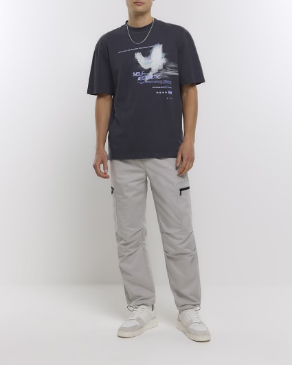 Grey regular fit dove graphic t-shirt