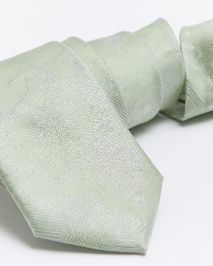 Green jacquard print tie