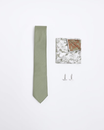 Green floral tie gift set