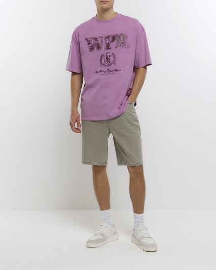 Pink oversized varsity graphic t-shirt