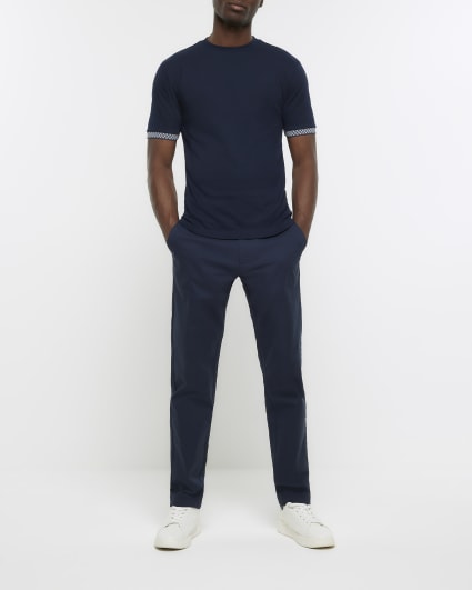 Navy muscle fit ringer t-shirt