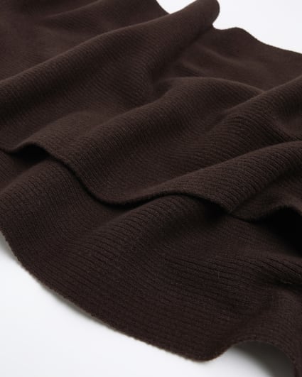 Dark brown knitted scarf