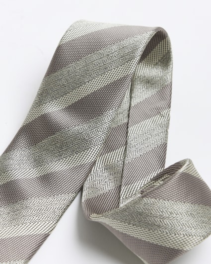 Grey striped tie