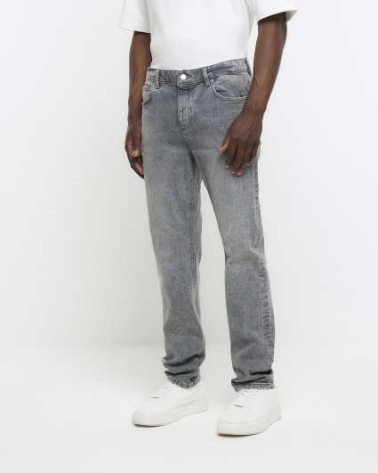 Grey slim fit faded jeans