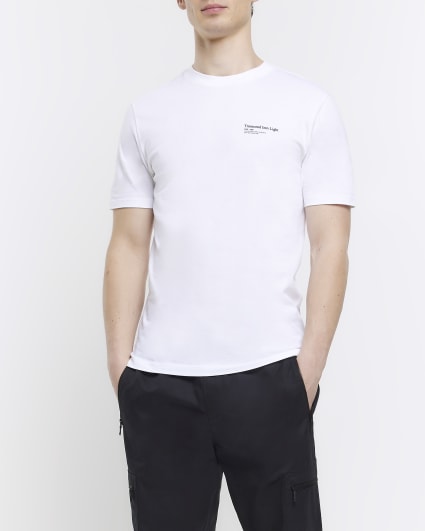 White slim fit back graphic print t-shirt