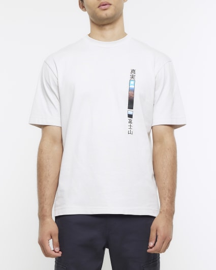 Grey regular fit graphic spine t-shirt