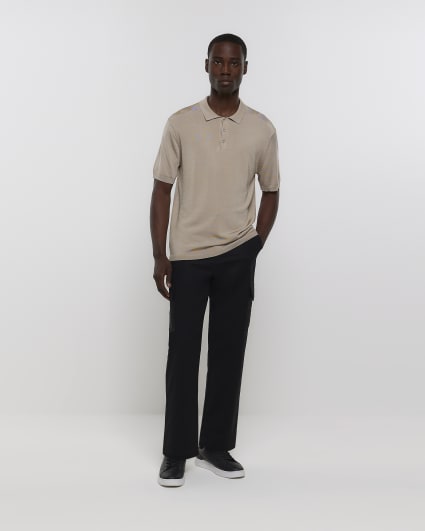 Stone slim fit knitted polo
