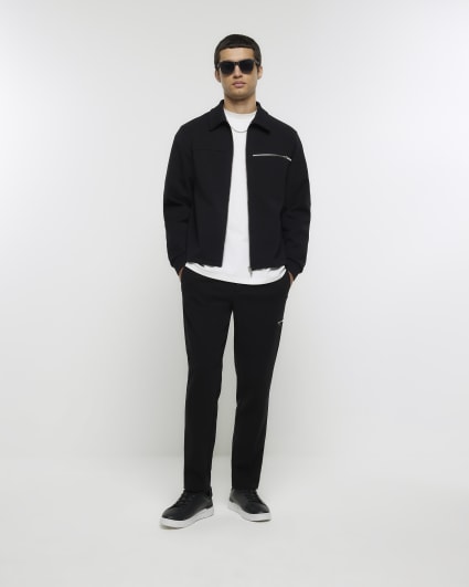 Black regular fit neoprene smart jacket
