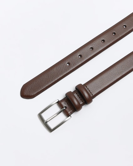 Brown leather suit belt