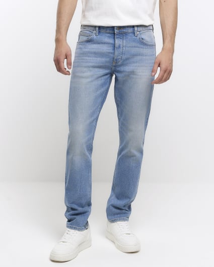 Light blue slim fit faded jeans