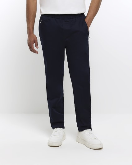 Navy slim fit smart pull on chino