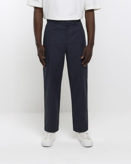 Grey slim fit cargo smart trousers