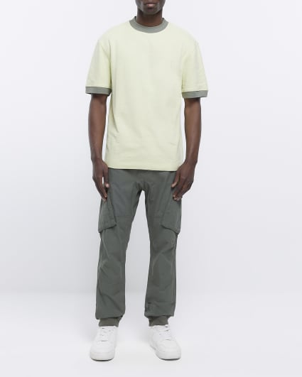 Green regular fit contrast detail t-shirt
