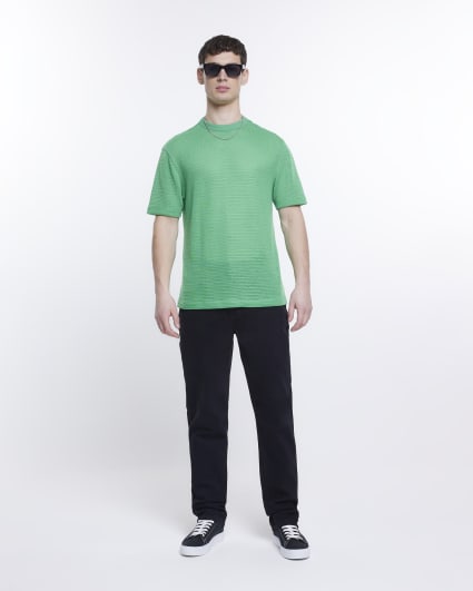 Green regular fit knitted t-shirt