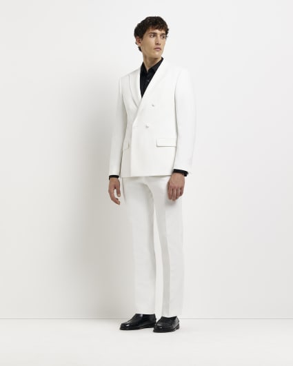 White slim fit premium suit trousers
