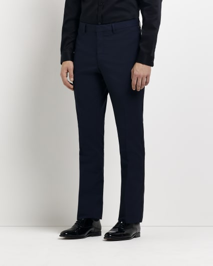 Navy slim fit tuxedo suit trousers