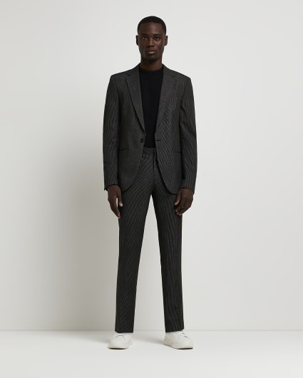 Black​ super skinny pinstripe suit trousers