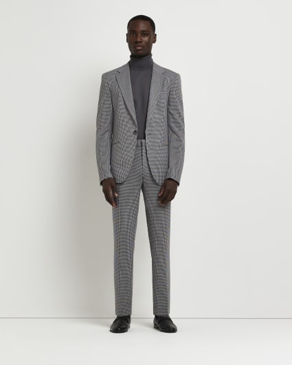 Grey Skinny fit textured suit trousers