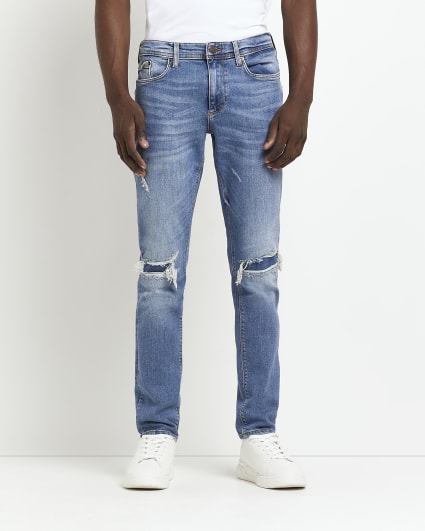 Blue Skinny fit ripped jeans