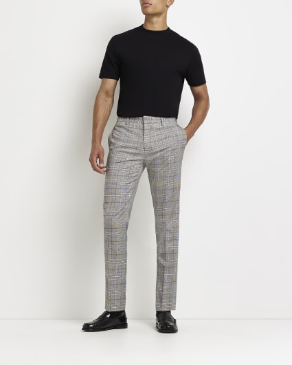 Grey slim fit Check trousers