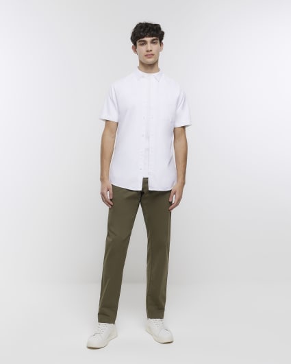 White Regular fit short sleeve Lyocell shirt