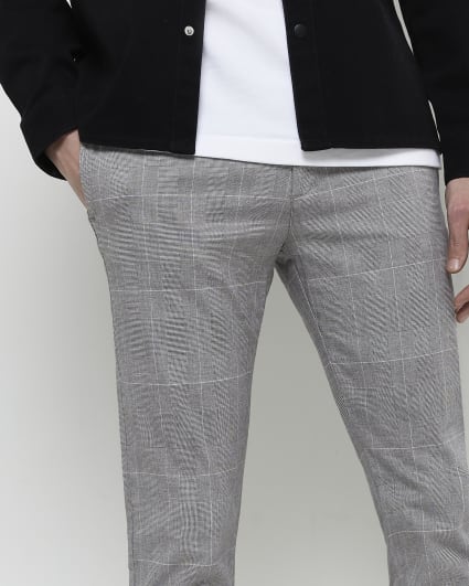 Grey slim fit check trousers