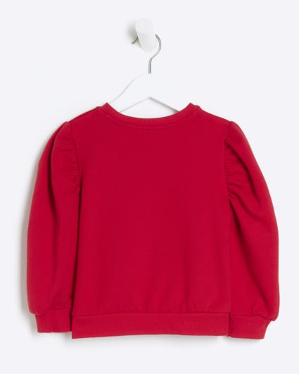 Mini girls red Christmas bear sweatshirt