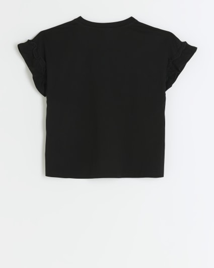 Girls black foil graphic t-shirt