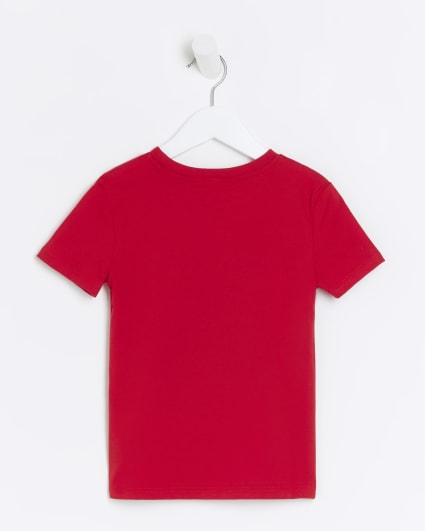 Mini boys red bear print t-shirt